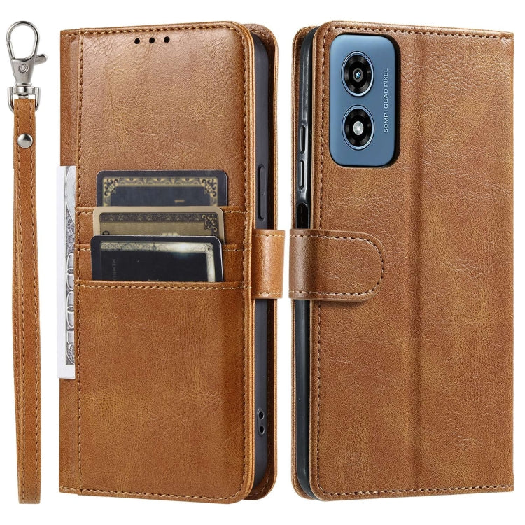 For Motorola Moto G Play 2024 Simple 6-Card Wallet Leather Phone Case(Brown) by buy2fix
