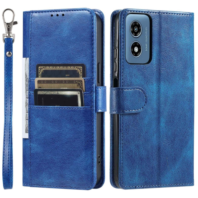 For Motorola Moto G Play 2024 Simple 6-Card Wallet Leather Phone Case(Blue) by buy2fix