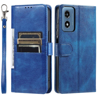 For Motorola Moto G Play 2024 Simple 6-Card Wallet Leather Phone Case(Blue) by buy2fix