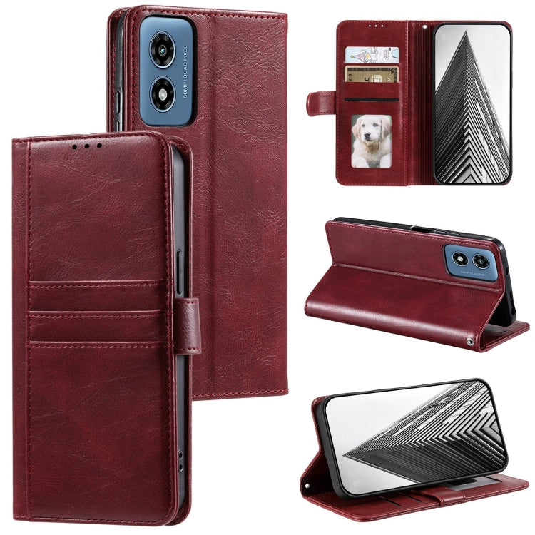 For Motorola Moto G Play 2024 Simple 6-Card Wallet Leather Phone Case(Wine Red) by buy2fix