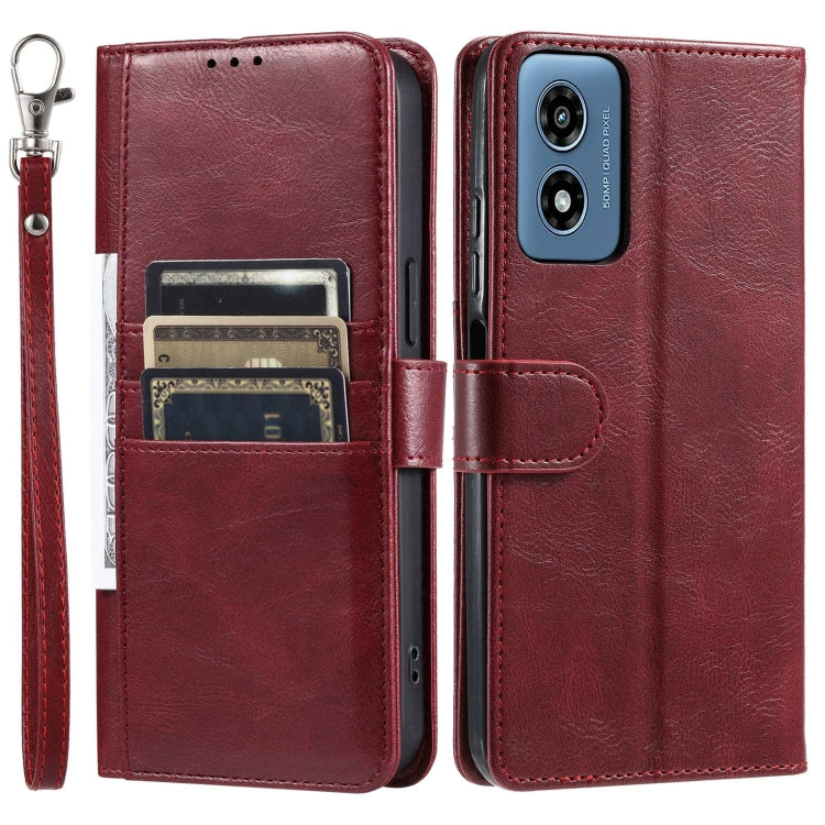 For Motorola Moto G Play 2024 Simple 6-Card Wallet Leather Phone Case(Wine Red) by buy2fix
