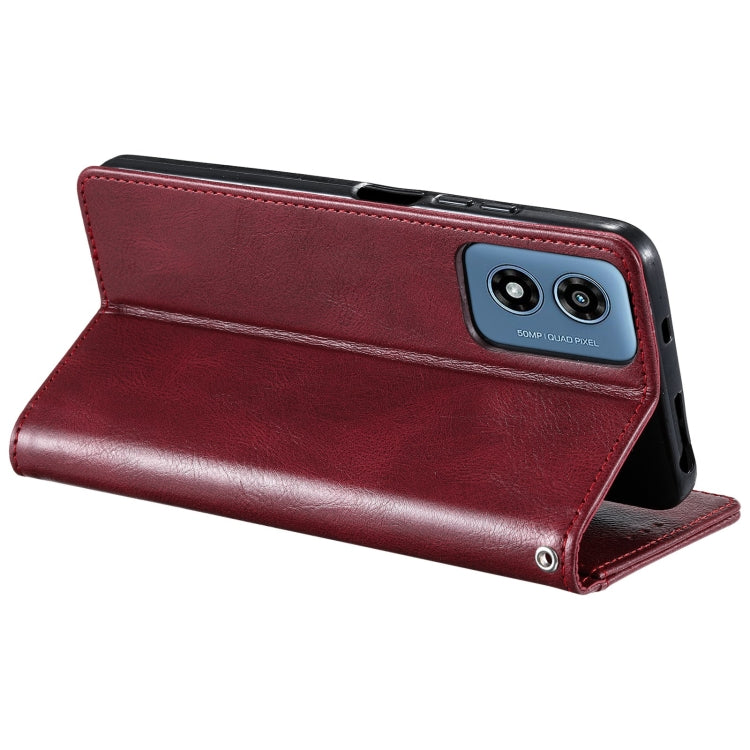 For Motorola Moto G Play 2024 Simple 6-Card Wallet Leather Phone Case(Wine Red) by buy2fix