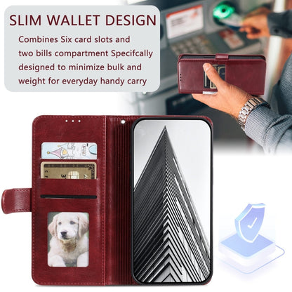 For Motorola Moto G Play 2024 Simple 6-Card Wallet Leather Phone Case(Wine Red) by buy2fix