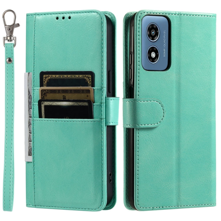 For Motorola Moto G Play 2024 Simple 6-Card Wallet Leather Phone Case(Green) by buy2fix