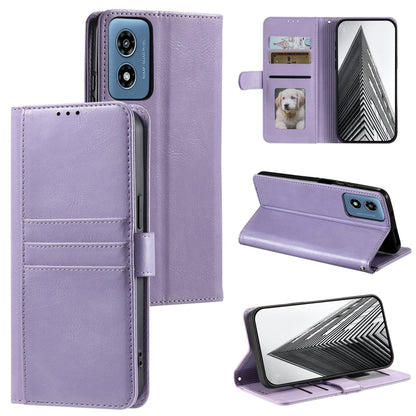 For Motorola Moto G Play 2024 Simple 6-Card Wallet Leather Phone Case(Purple) by buy2fix