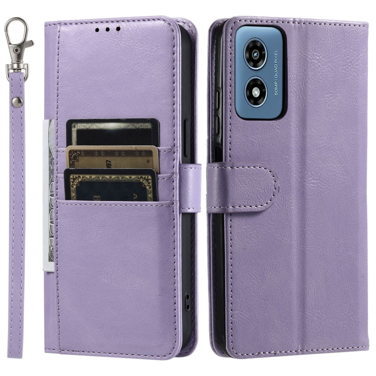For Motorola Moto G Play 2024 Simple 6-Card Wallet Leather Phone Case(Purple) by buy2fix