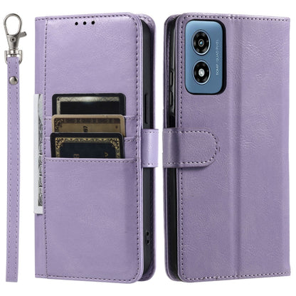 For Motorola Moto G Play 2024 Simple 6-Card Wallet Leather Phone Case(Purple) by buy2fix