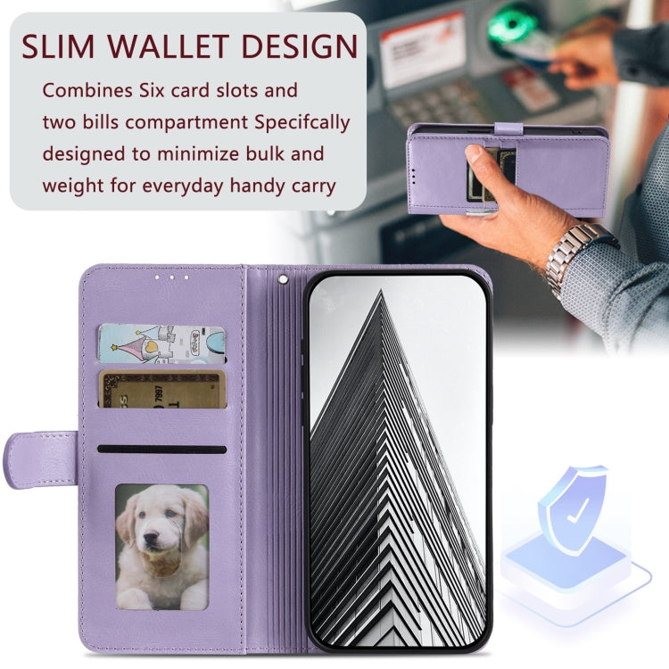 For Motorola Moto G Play 2024 Simple 6-Card Wallet Leather Phone Case(Purple) by buy2fix