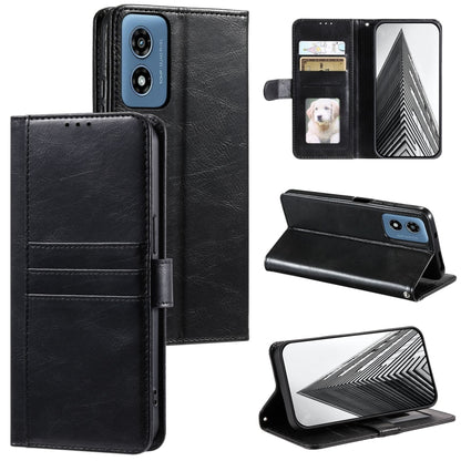 For Motorola Moto G Play 2024 Simple 6-Card Wallet Leather Phone Case(Black) by buy2fix