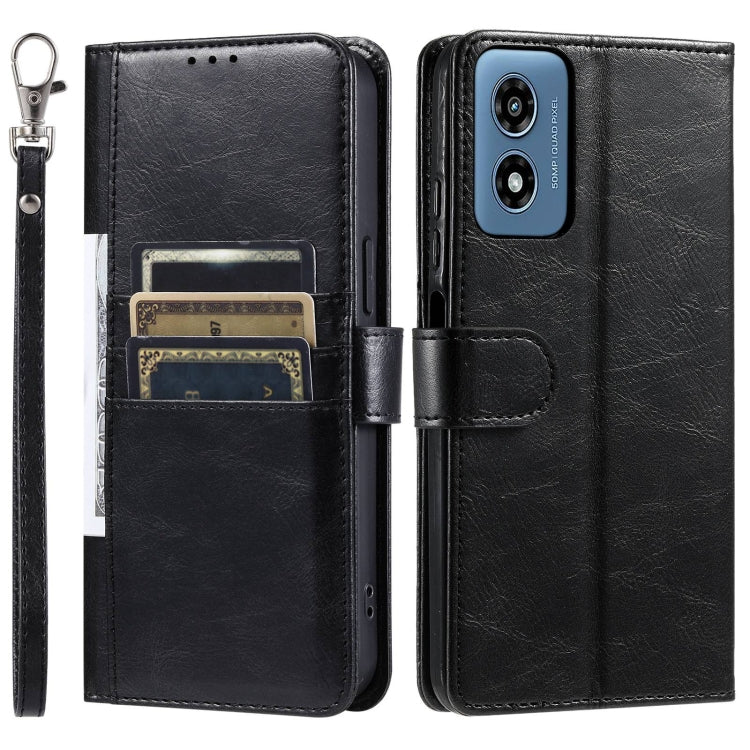 For Motorola Moto G Play 2024 Simple 6-Card Wallet Leather Phone Case(Black) by buy2fix