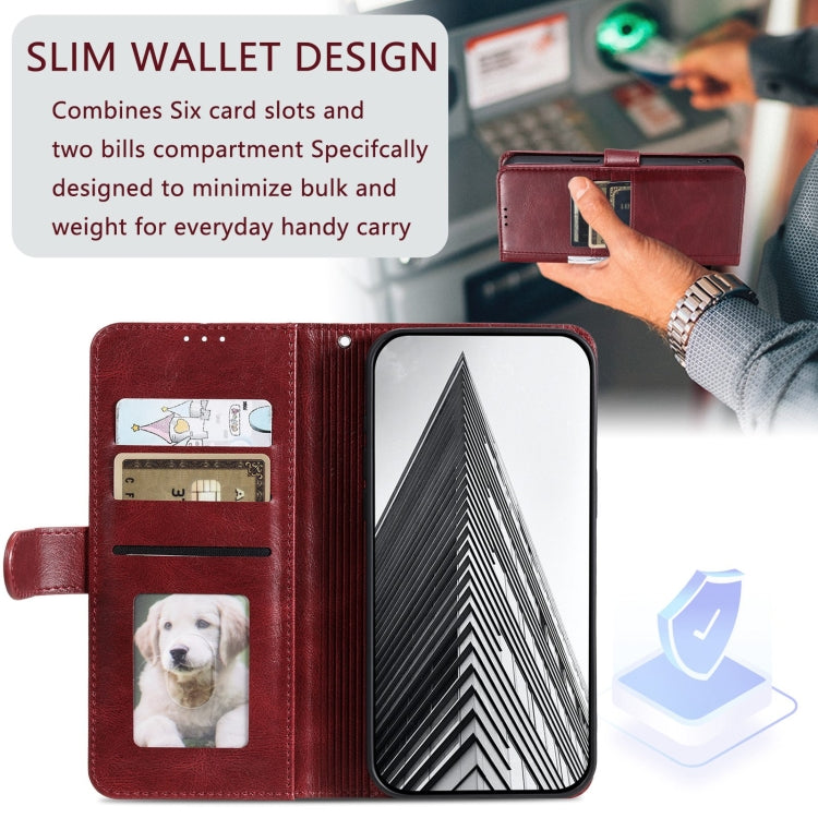 For Motorola Moto G Power 2024 Simple 6-Card Wallet Leather Phone Case(Wine Red) by buy2fix