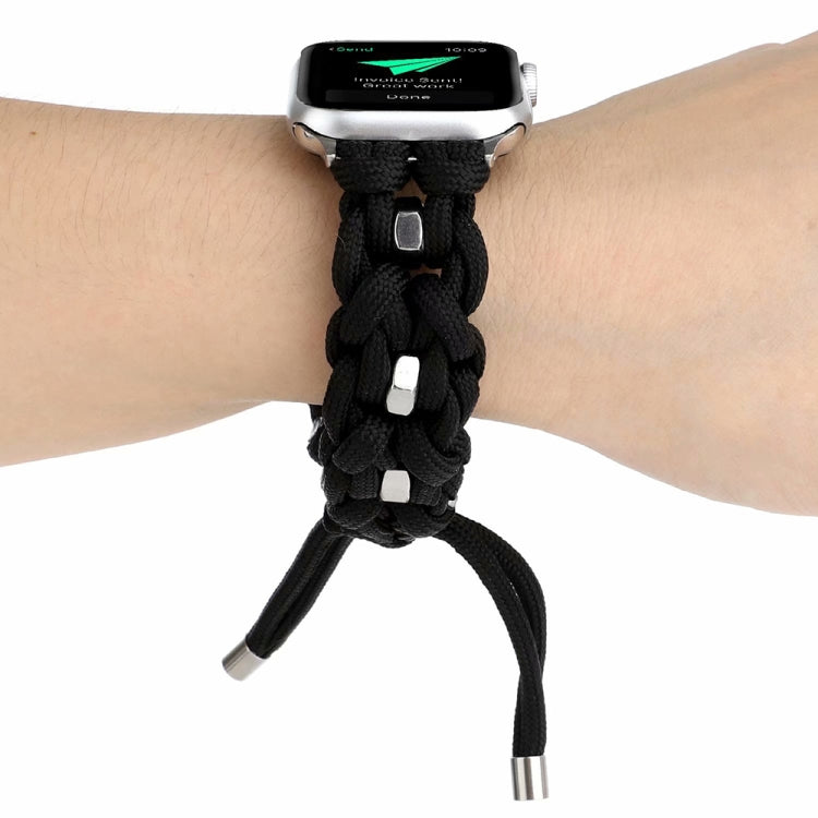 For Apple Watch Ultra 2 49mm Screw Nut Braided Paracord Watch Band(Black) by buy2fix