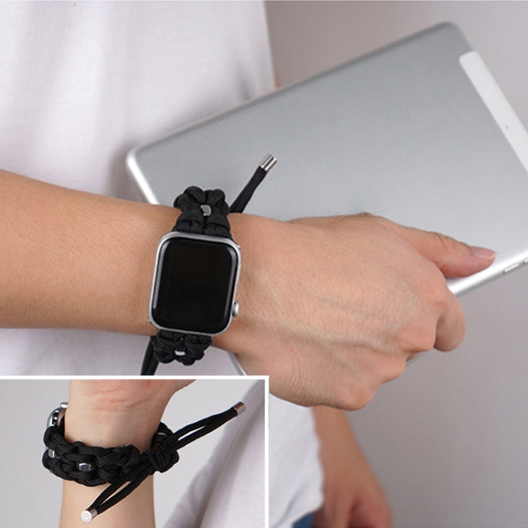 For Apple Watch Ultra 2 49mm Screw Nut Braided Paracord Watch Band(Black) by buy2fix