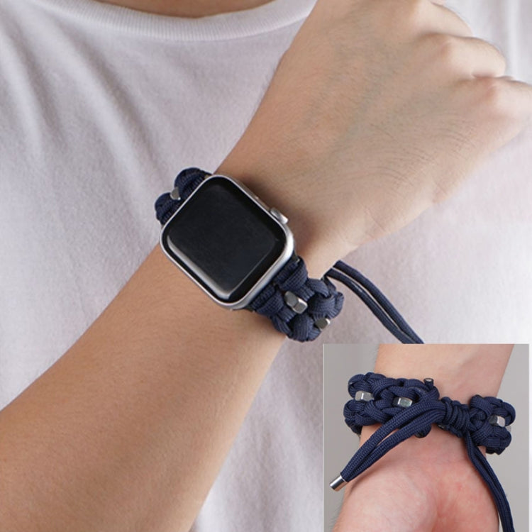 For Apple Watch Ultra 2 49mm Screw Nut Braided Paracord Watch Band(Blue) by buy2fix