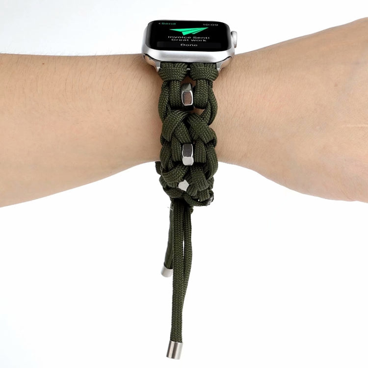 For Apple Watch Ultra 2 49mm Screw Nut Braided Paracord Watch Band(Green) by buy2fix
