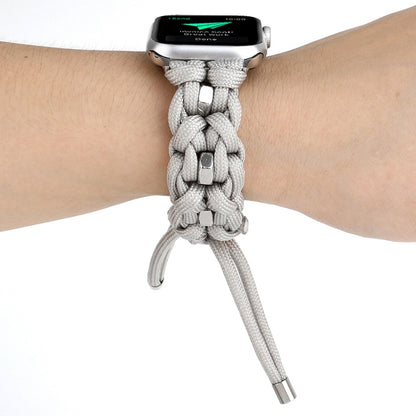 For Apple Watch Ultra 2 49mm Screw Nut Braided Paracord Watch Band(White) by buy2fix