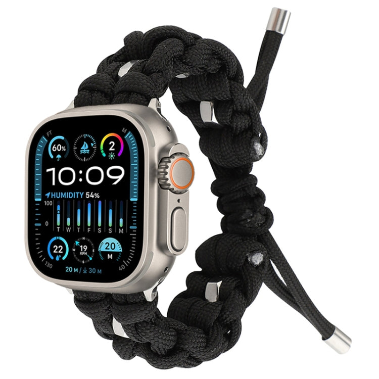 For Apple Watch Ultra 49mm Screw Nut Braided Paracord Watch Band(Black) by buy2fix