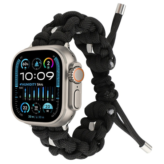 For Apple Watch Ultra 49mm Screw Nut Braided Paracord Watch Band(Black) by buy2fix