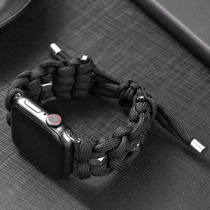 For Apple Watch Ultra 49mm Screw Nut Braided Paracord Watch Band(Black) by buy2fix