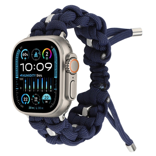 For Apple Watch Ultra 49mm Screw Nut Braided Paracord Watch Band(Blue) by buy2fix