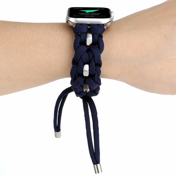 For Apple Watch Ultra 49mm Screw Nut Braided Paracord Watch Band(Blue) by buy2fix