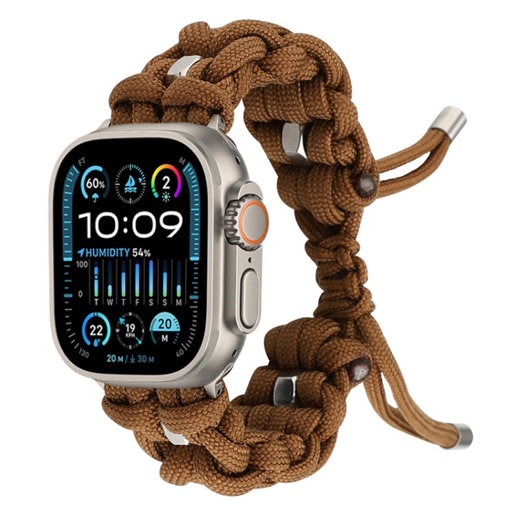 For Apple Watch Ultra 49mm Screw Nut Braided Paracord Watch Band(Coffee) by buy2fix