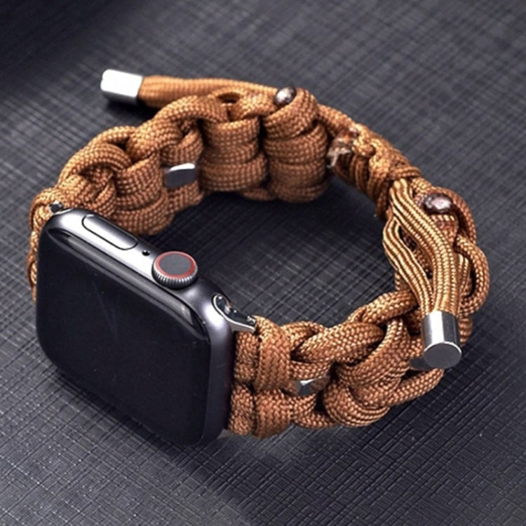 For Apple Watch Ultra 49mm Screw Nut Braided Paracord Watch Band(Coffee) by buy2fix