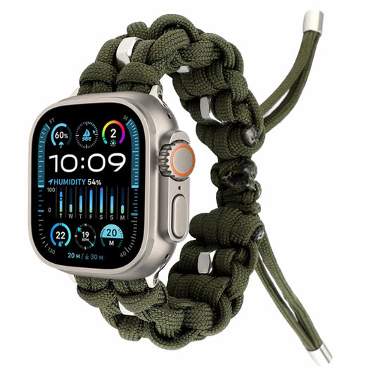 For Apple Watch Ultra 49mm Screw Nut Braided Paracord Watch Band(Green) by buy2fix