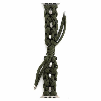For Apple Watch Ultra 49mm Screw Nut Braided Paracord Watch Band(Green) by buy2fix