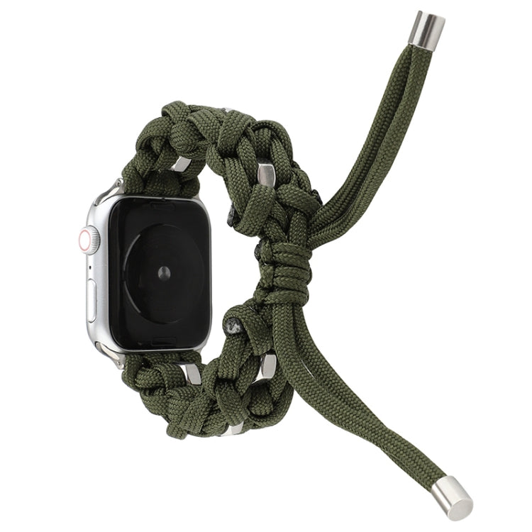 For Apple Watch Ultra 49mm Screw Nut Braided Paracord Watch Band(Green) by buy2fix