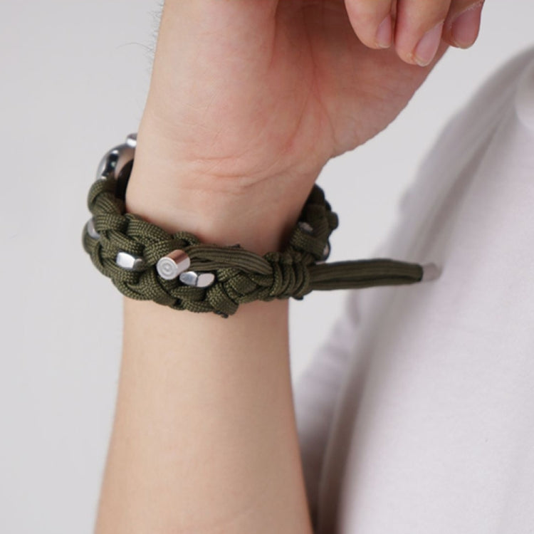 For Apple Watch Ultra 49mm Screw Nut Braided Paracord Watch Band(Green) by buy2fix