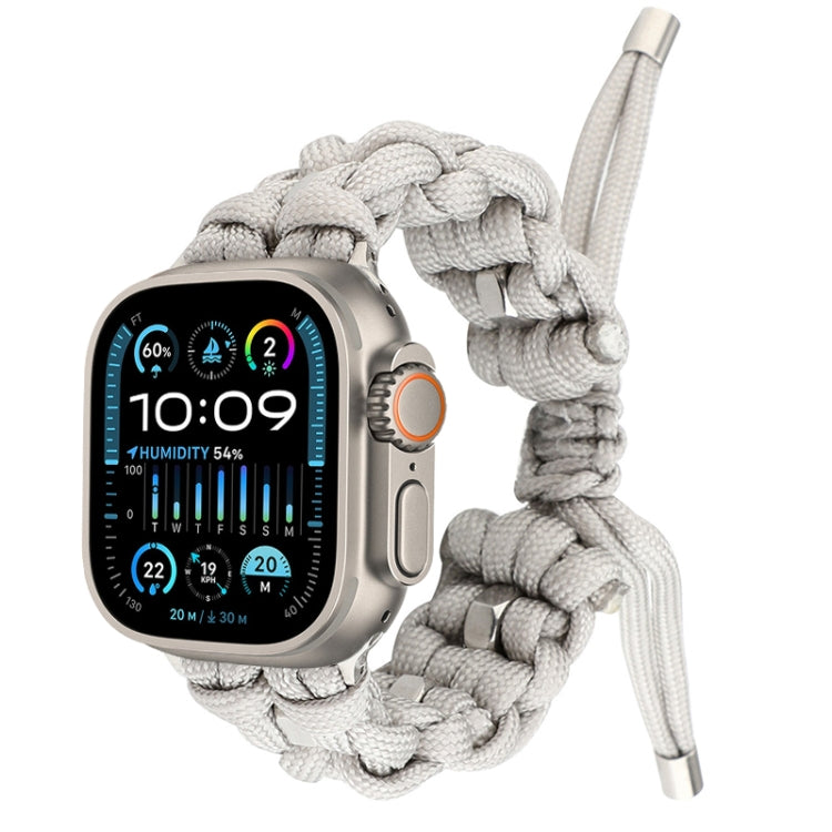 For Apple Watch Ultra 49mm Screw Nut Braided Paracord Watch Band(White) by buy2fix