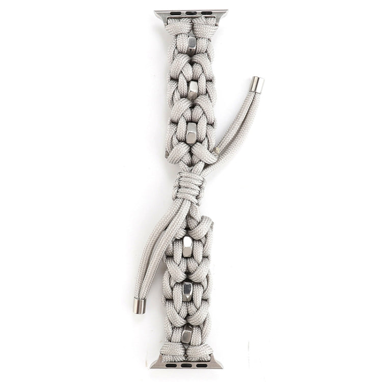 For Apple Watch Ultra 49mm Screw Nut Braided Paracord Watch Band(White) by buy2fix