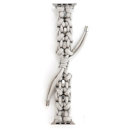 For Apple Watch Ultra 49mm Screw Nut Braided Paracord Watch Band(White) by buy2fix