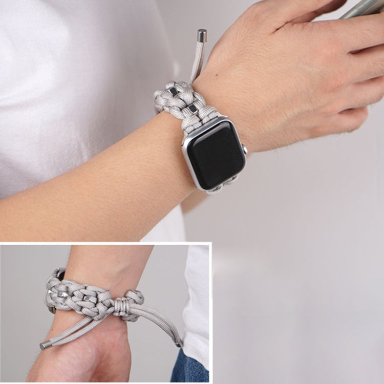 For Apple Watch Ultra 49mm Screw Nut Braided Paracord Watch Band(White) by buy2fix