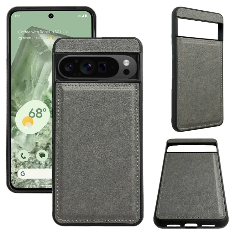 For Google Pixel 9 Pro XL Cowhide Texture Back Cover Phone Case(Grey) by buy2fix