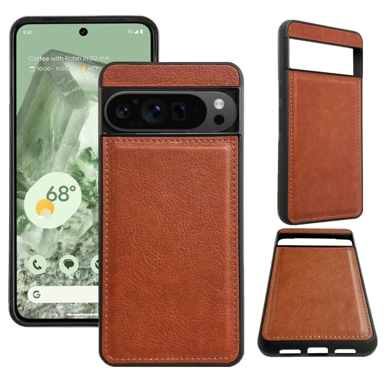 For Google Pixel 9 Pro XL Cowhide Texture Back Cover Phone Case(Brown) by buy2fix