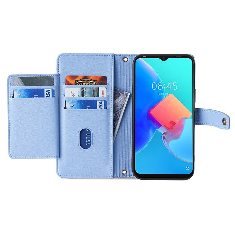 For Motorola Moto G Play 4G 2024 Sheep Texture Cross-body Zipper Wallet Leather Phone Case(Blue) by buy2fix