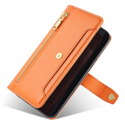 For Motorola Edge 5G 2024 Sheep Texture Cross-body Zipper Wallet Leather Phone Case(Orange) by buy2fix