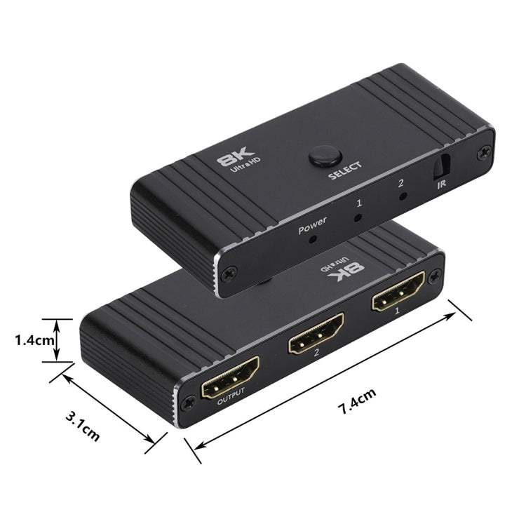 OZ 8K 60Hz 2 in 1 Out HD Automatic Two Way Switcher with Remote Control by buy2fix