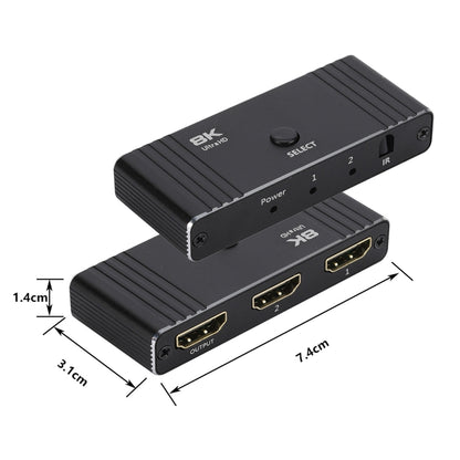 OZ 8K 60Hz 2 in 1 Out HD Automatic Two Way Switcher with Remote Control by buy2fix