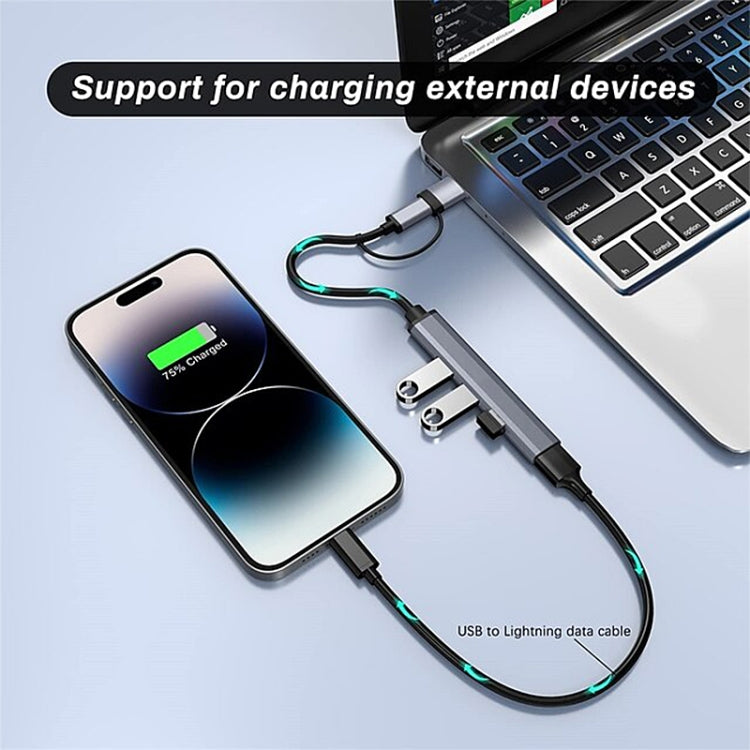 809-A 6 in 1 USB+Type-C to USB Multifunctional Docking Station HUB Adapter by buy2fix