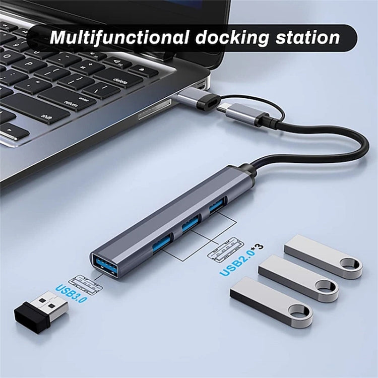 809-A 6 in 1 USB+Type-C to USB Multifunctional Docking Station HUB Adapter by buy2fix