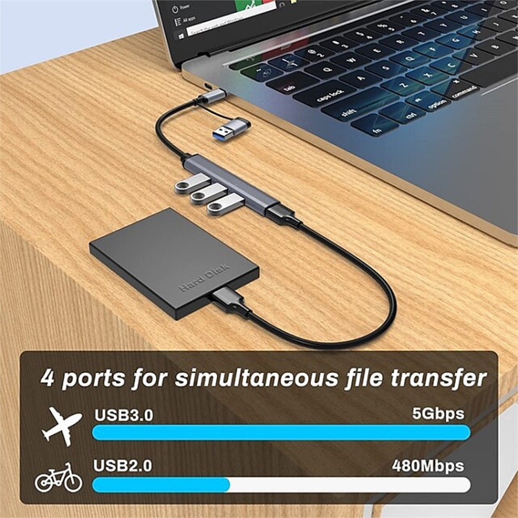809-A 6 in 1 USB+Type-C to USB Multifunctional Docking Station HUB Adapter by buy2fix