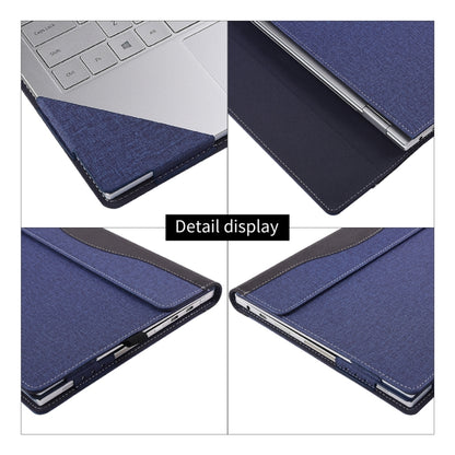 For Microsoft Surface Laptop 6 15 inch Cloth Texture Laptop Leather Case With Stand Function(Blue) by buy2fix
