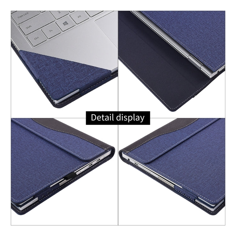 For Microsoft Surface Book 3 / 2 / 1 13.5 inch Cloth Texture Laptop Leather Case With Stand Function(Blue) by buy2fix