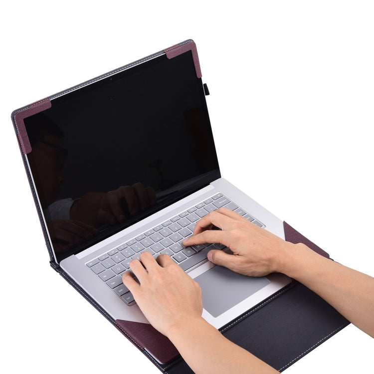 For Microsoft Surface Laptop 6 15 inch Cloth Texture Laptop Leather Protective Case(Wine Red) - Others by buy2fix | Online Shopping UK | buy2fix