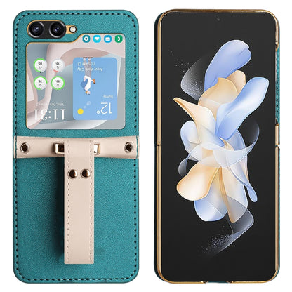 For Samsung Galaxy Z Flip5 Skin Feel Full Coverage Crossbody Phone Case with Hand Strap/Lanyard(Dark Green) - Galaxy Z Flip5 Cases by buy2fix | Online Shopping UK | buy2fix