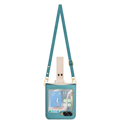 For Samsung Galaxy Z Flip5 Skin Feel Full Coverage Crossbody Phone Case with Hand Strap/Lanyard(Dark Green) - Galaxy Z Flip5 Cases by buy2fix | Online Shopping UK | buy2fix