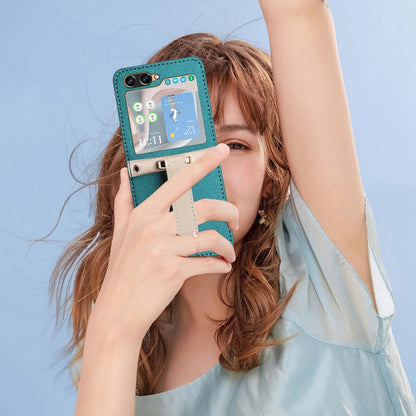 For Samsung Galaxy Z Flip5 Skin Feel Full Coverage Crossbody Phone Case with Hand Strap/Lanyard(Dark Green) - Galaxy Z Flip5 Cases by buy2fix | Online Shopping UK | buy2fix